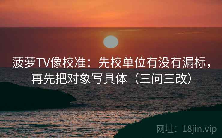 菠萝TV像校准：先校单位有没有漏标，再先把对象写具体（三问三改）
