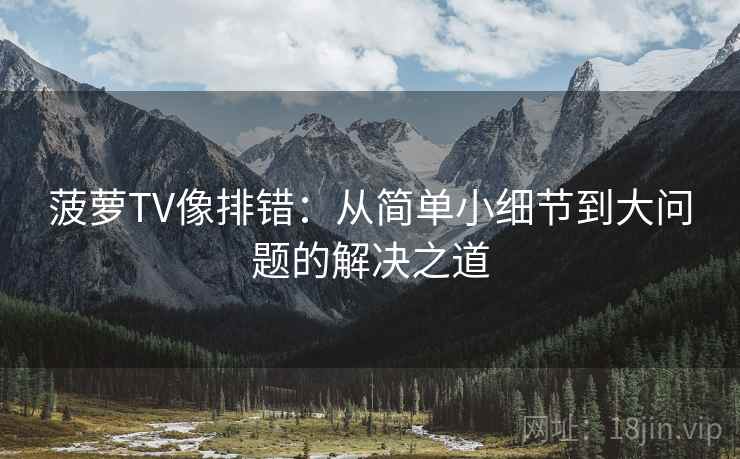 菠萝TV像排错:从简单小细节到大问题的解决之道